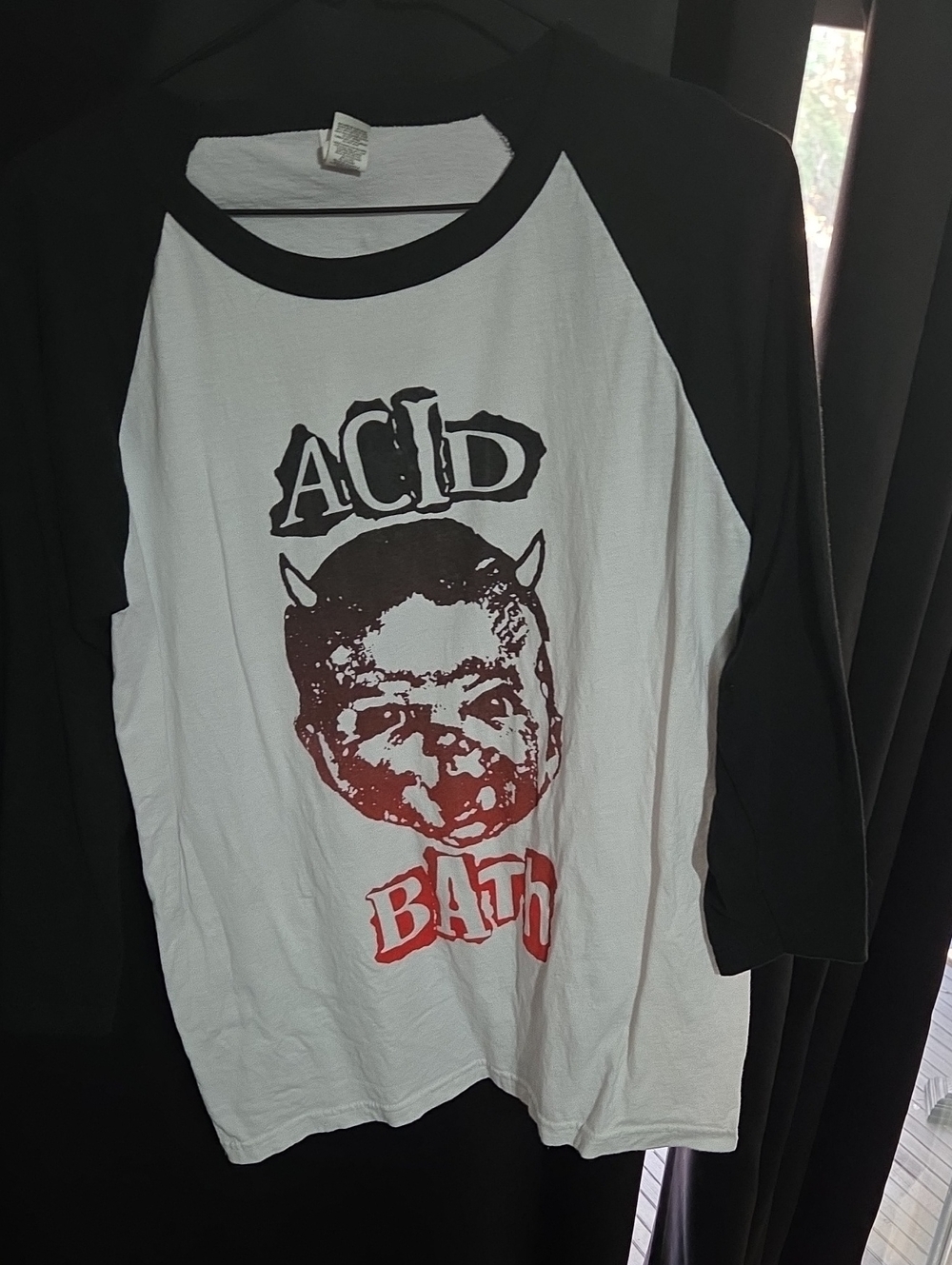 Acid BATH Black & White Raglan Tee